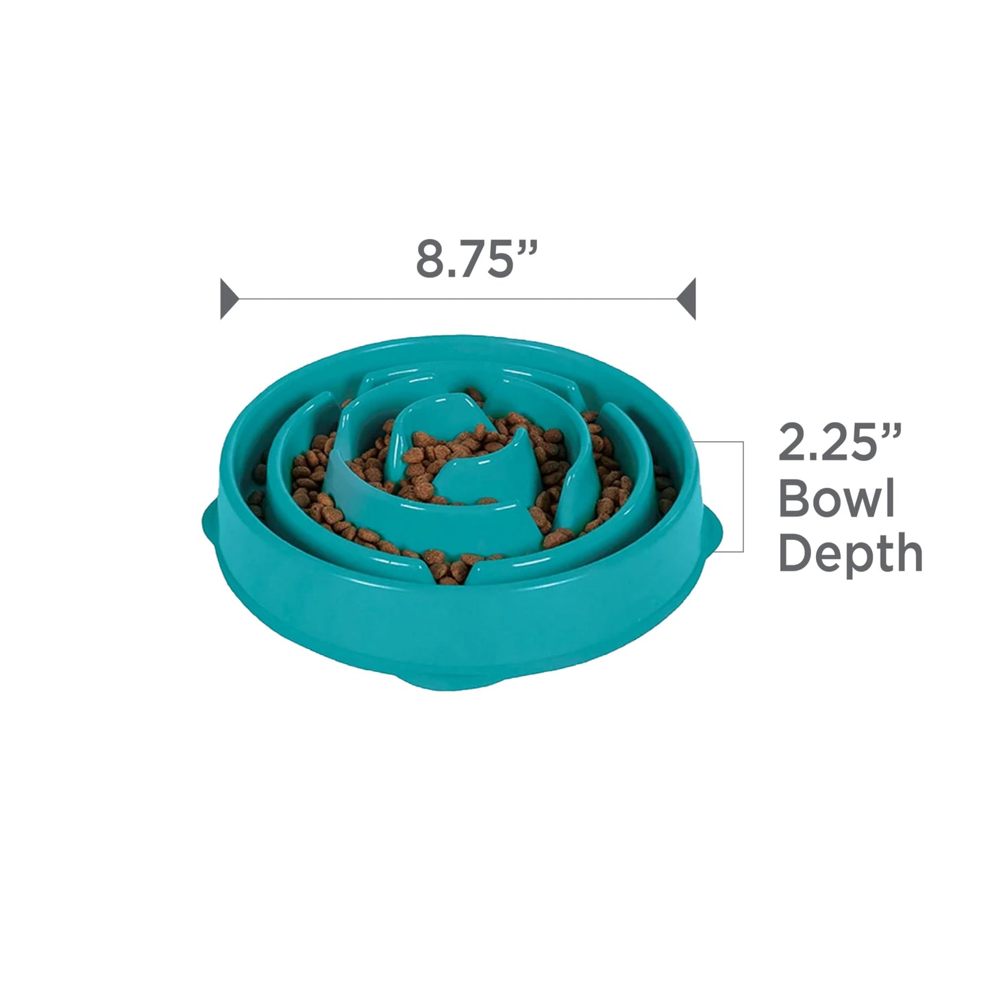 Outward Hound Fun Feeder Slo Bowl – Medium 2‑Cup Capacity, Slow Feeding, Small to Medium Dogs & Cats, Non-Slip, Turquoise, Drop Pattern