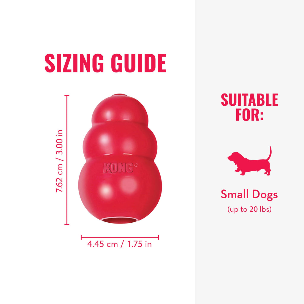 KONG Classic Stuffable Dog Toy - Fetch & Chew Toy for Dogs - Treat-Filling Capabilities & Erratic Bounce for Extended Play Time - Durable Natural Rubber Material - for Small Dogs