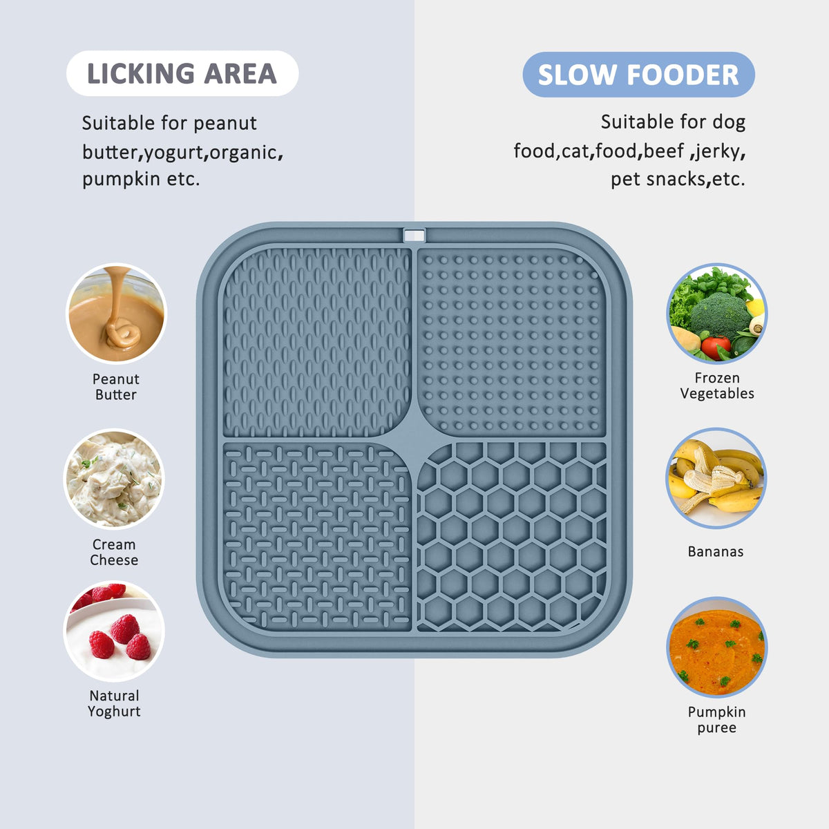 ChefAide 2 Pack Lick Mat for Dogs,Cats,Upgraded 8.5×8.5 inches Licking Mats with Suction Cups,Slow Feeder Licking Pad for Anxiety Relief and Boredom Reducer,Suitable for Dog Training Set 3