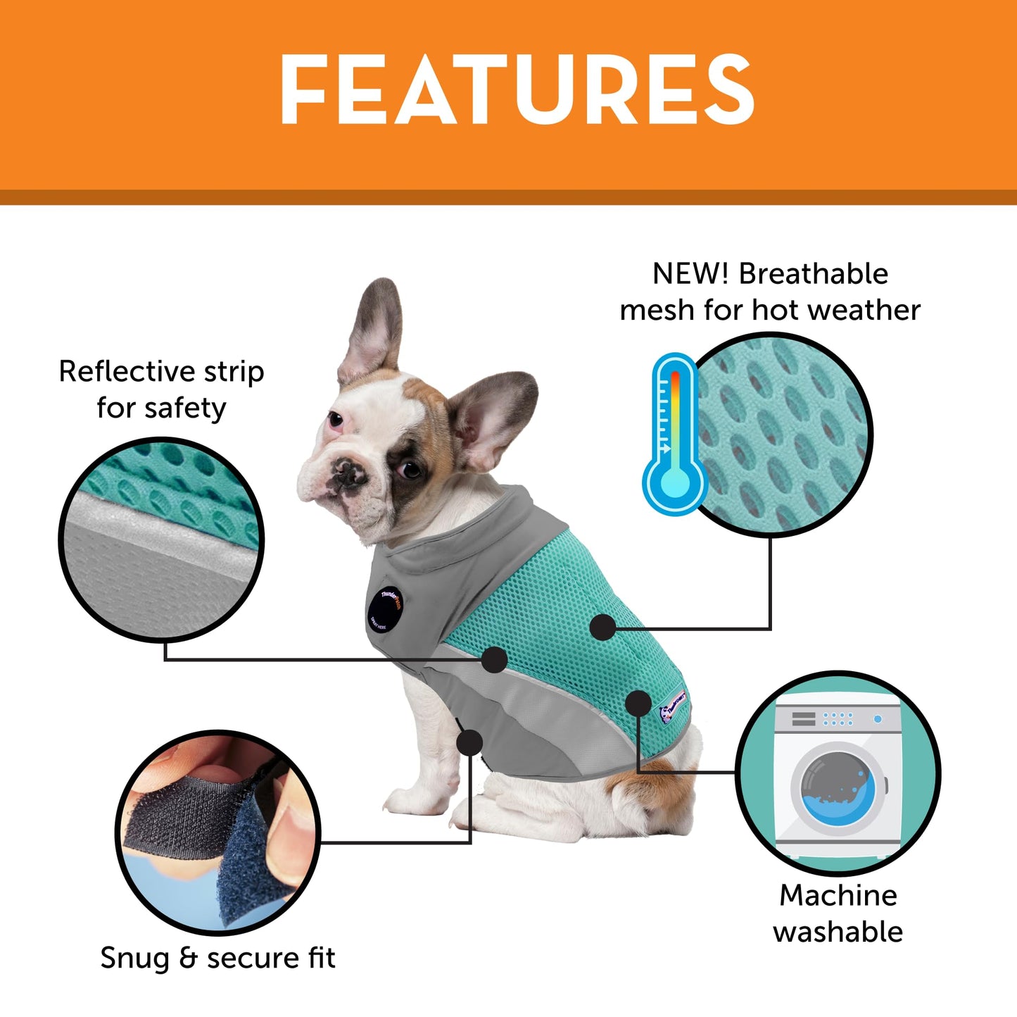 ThunderShirt Breeze for Dogs Calming Anxiety Vest, Medium, Aqua