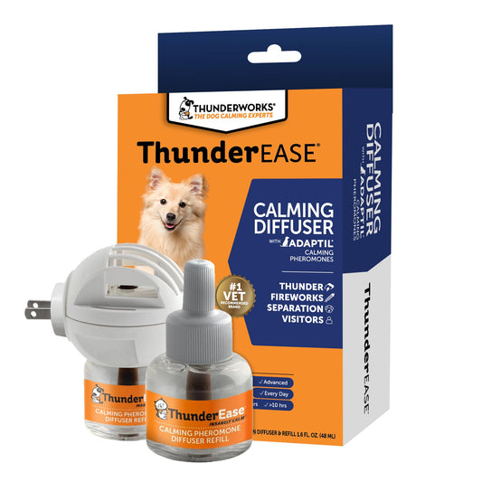 ThunderEase Dog Calming Pheromone Diffuser Kit | Powered by ADAPTIL | Vet Recommended to Relieve Separation Anxiety, Stress Barking & Chewing, and Fear of Fireworks & Thunderstorms (30 Day Supply)