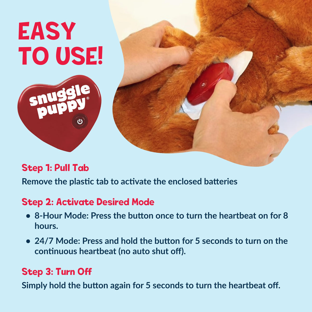 Snuggle Puppy Original Heartbeat Puppy Toy with Real-Feel Pulse & Heat Pack, Calming Sleep Aid for Puppy Anxiety, Crate Training, First Nights & New Puppy Transition - Biscuit