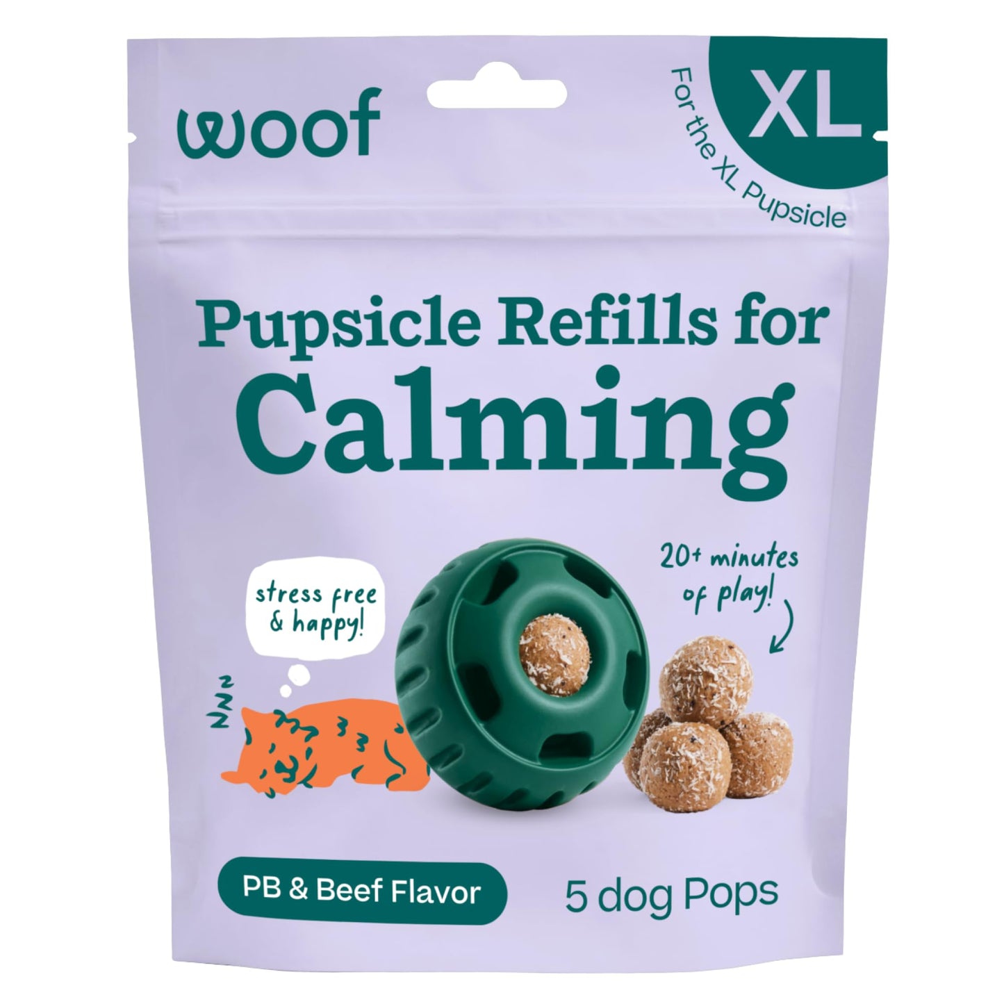 WOOF Pupsicle Refill Pops for Calming - Long-Lasting Refills for the Pupsicle Toy to Promote Calm - Calming Dog Treats - Magnesium for Dogs- XL Pops - 5 Count
