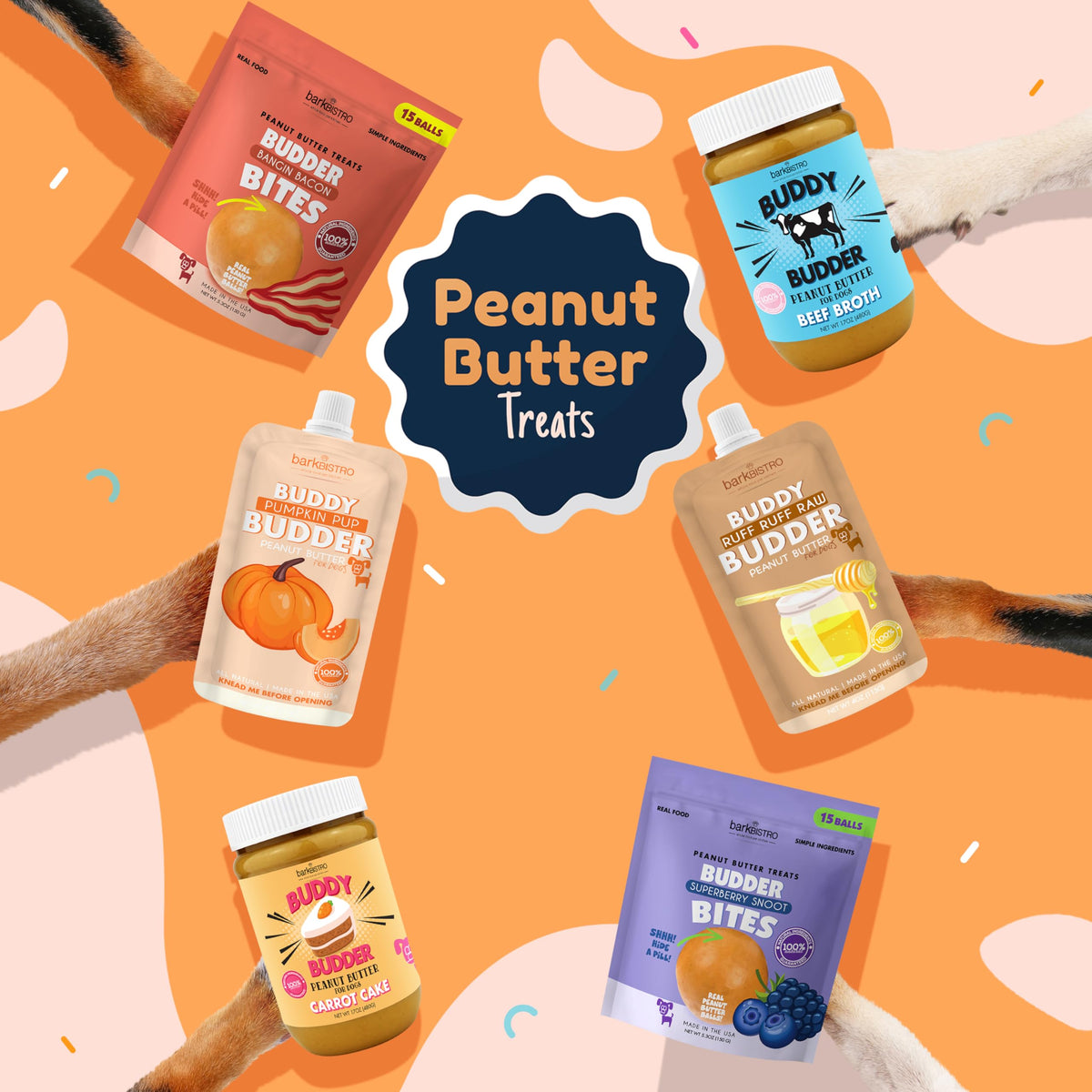 BUDDY BUDDER Barkin Banana + Pumpkin Pup, 100% All Natural Dog Peanut Butter, Peanut Butter Dog Treat, Made in USA (Set of 2 | 17oz ea)