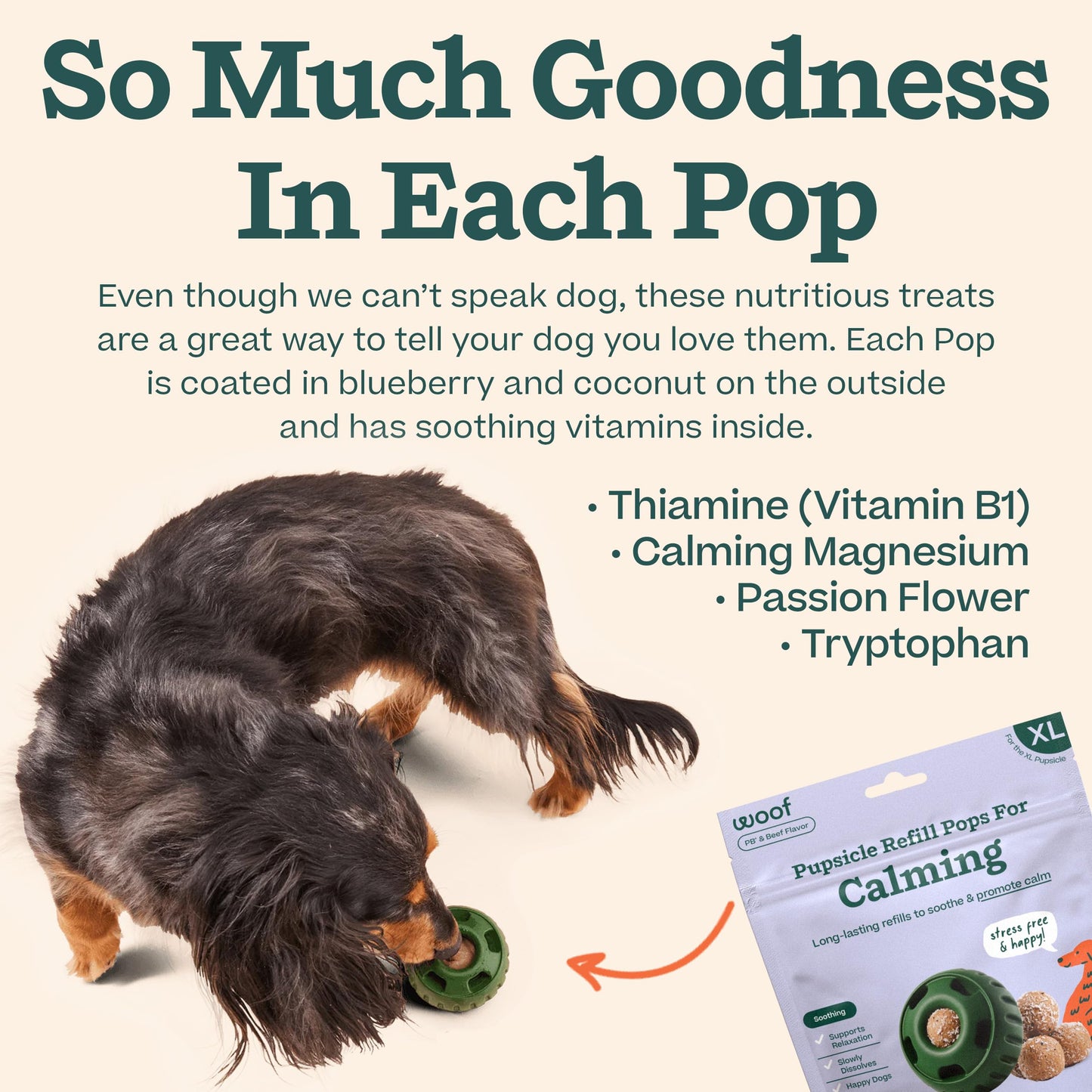 WOOF Pupsicle Refill Pops for Calming - Long-Lasting Refills for the Pupsicle Toy to Promote Calm - Calming Dog Treats - Magnesium for Dogs- XL Pops - 5 Count