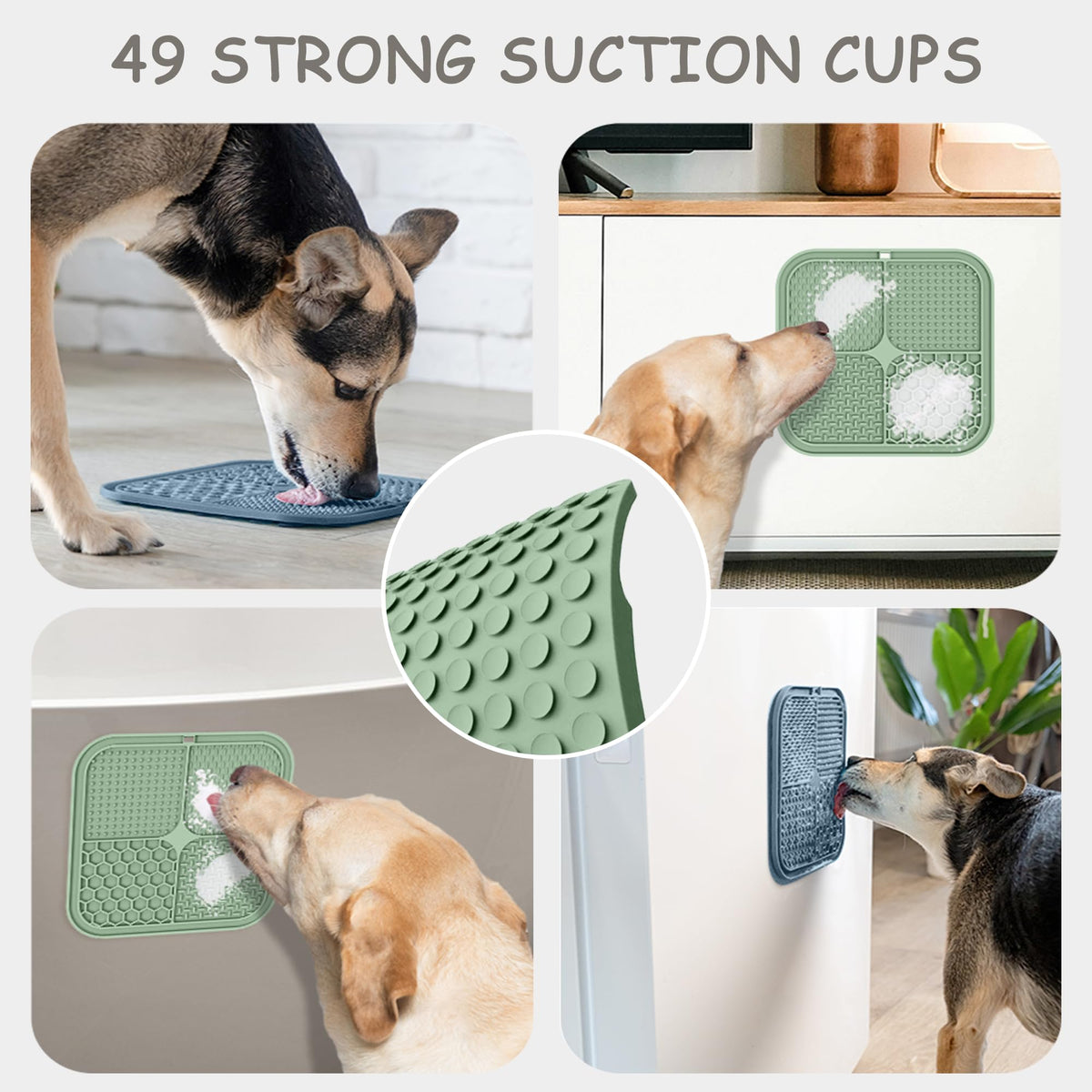 ChefAide 2 Pack Lick Mat for Dogs,Cats,Upgraded 8.5×8.5 inches Licking Mats with Suction Cups,Slow Feeder Licking Pad for Anxiety Relief and Boredom Reducer,Suitable for Dog Training Set 3
