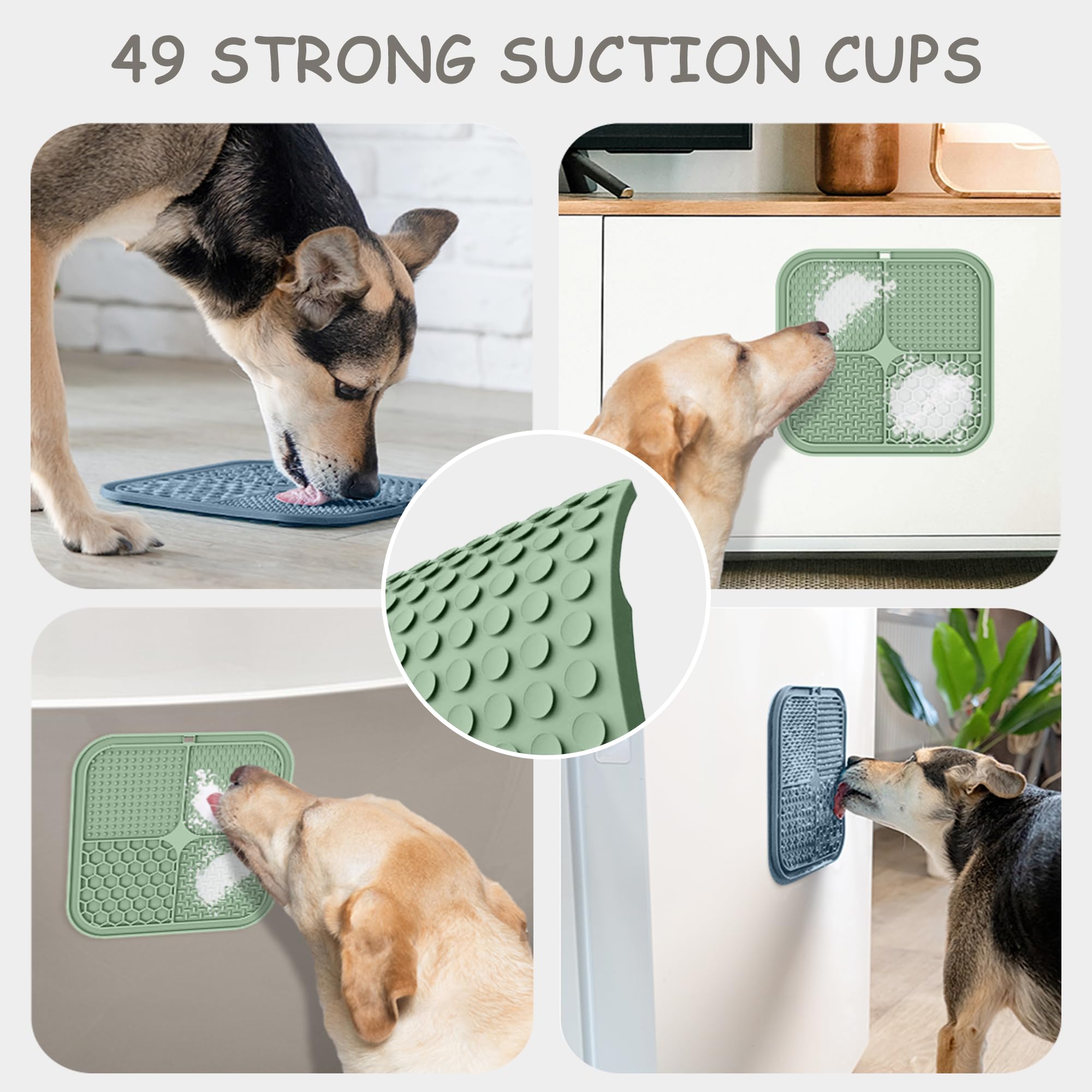 ChefAide 2 Pack Lick Mat for Dogs,Cats,Upgraded 8.5×8.5 inches Licking Mats with Suction Cups,Slow Feeder Licking Pad for Anxiety Relief and Boredom Reducer,Suitable for Dog Training Set 3